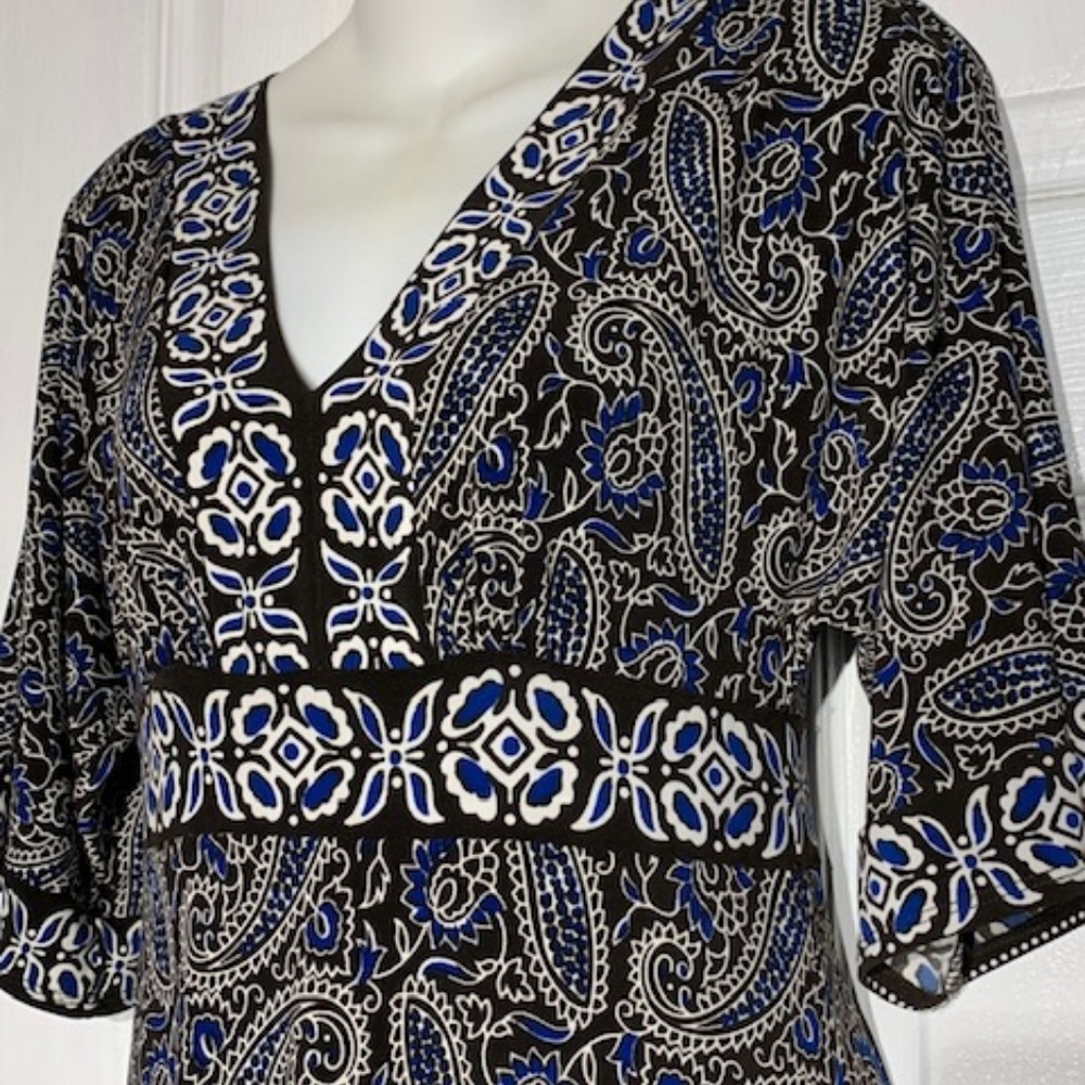 Donna Morgan Black, Blue, & White Jersey Dress